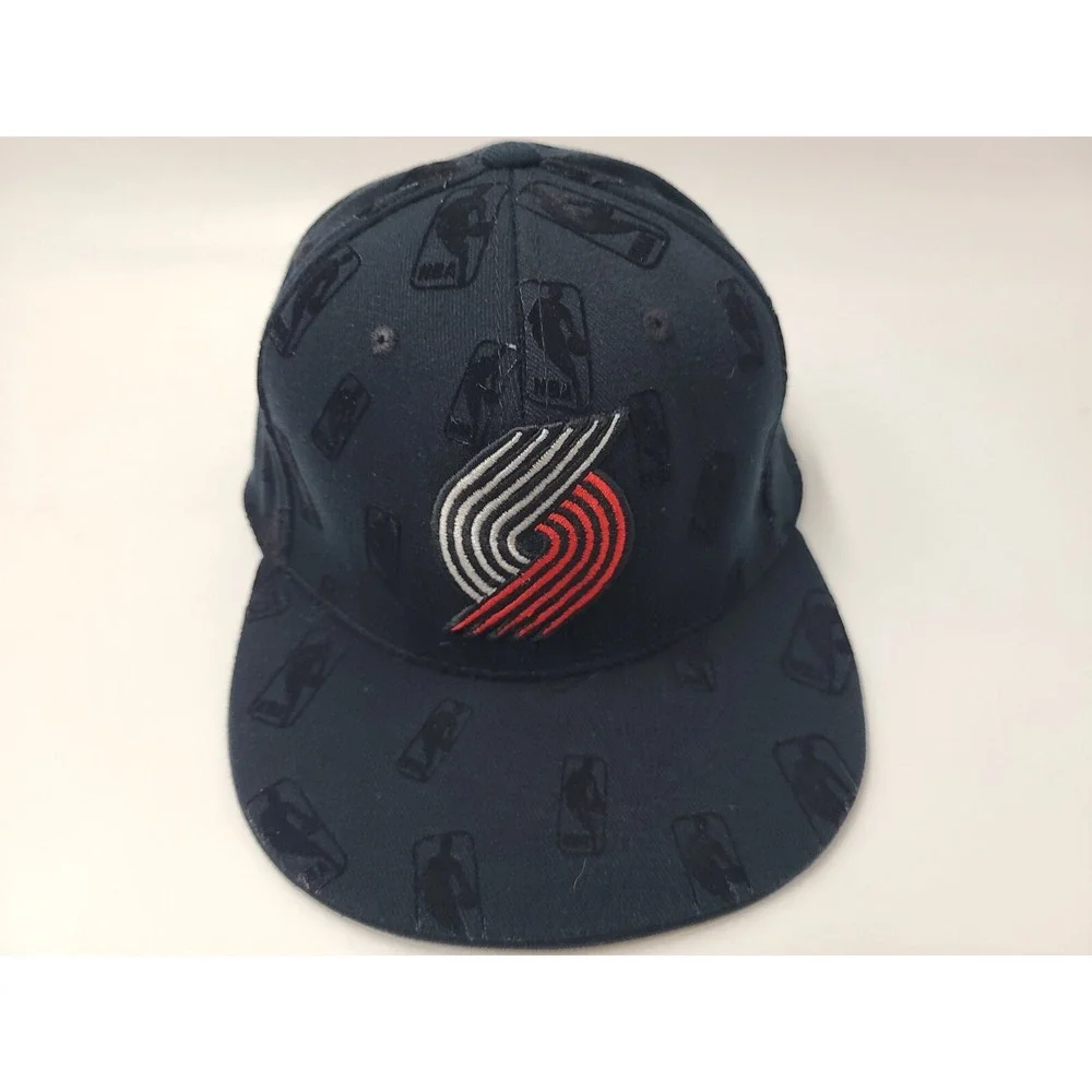 Portland Trail Blazers NBA Logoman All Over Print AOP Adidas Fitted L-XL Hat Cap